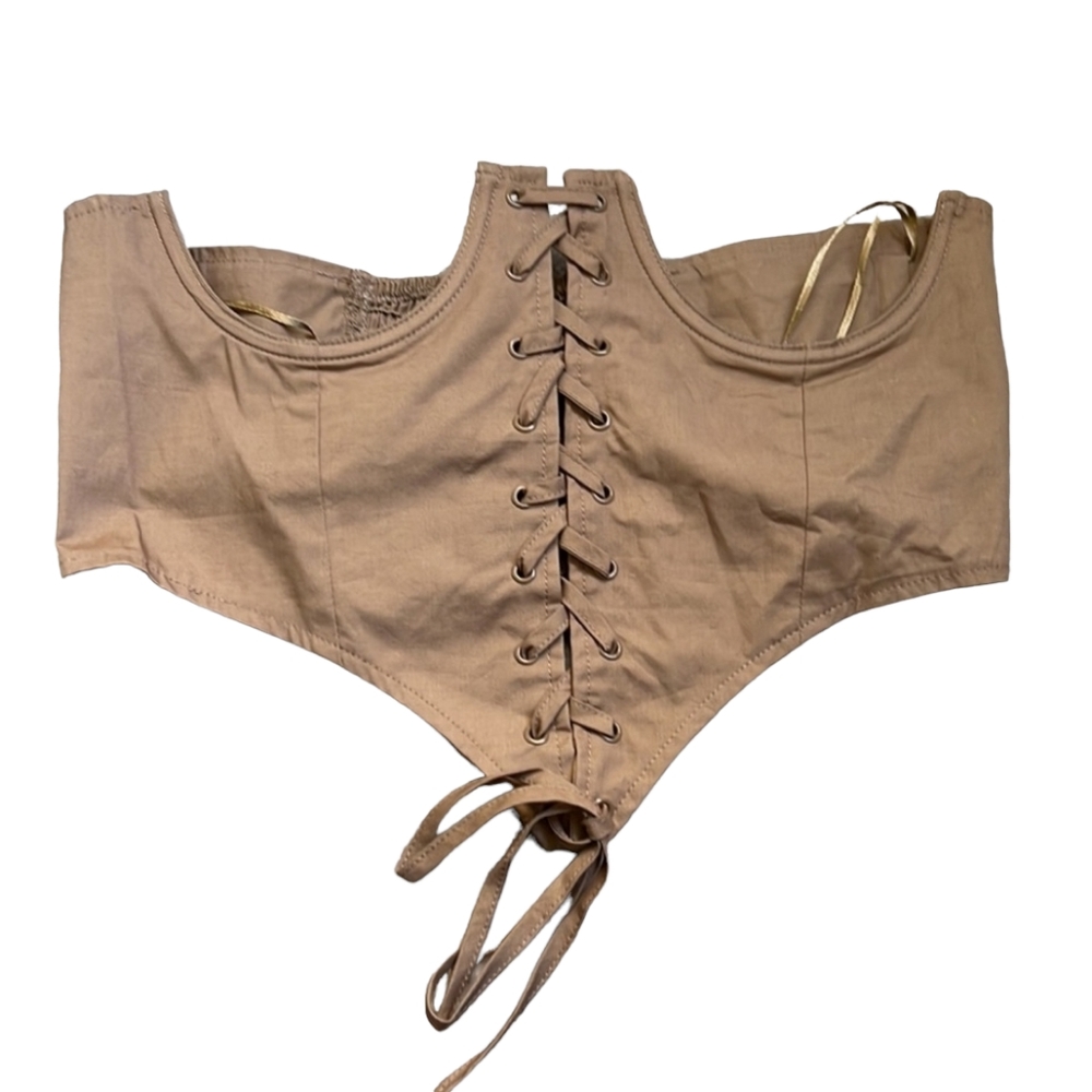 Le Lis Tan Corset-Style Lace-Up Camisole Top